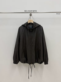Korean Vintage Hooded Faux Leather Jacket (Instock)