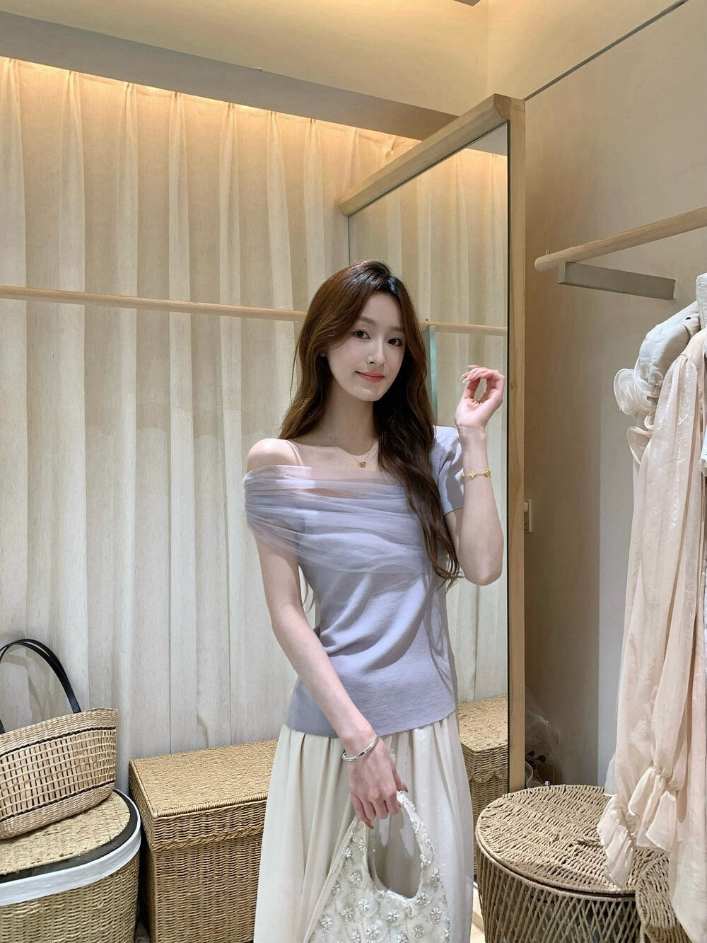 Kelly Designs Romantic Mesh Off-Shoulder Top - 2 Colors (Instock)