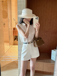 Kelly Designs Soft Denim Shorts With Belt -White (Instock)
