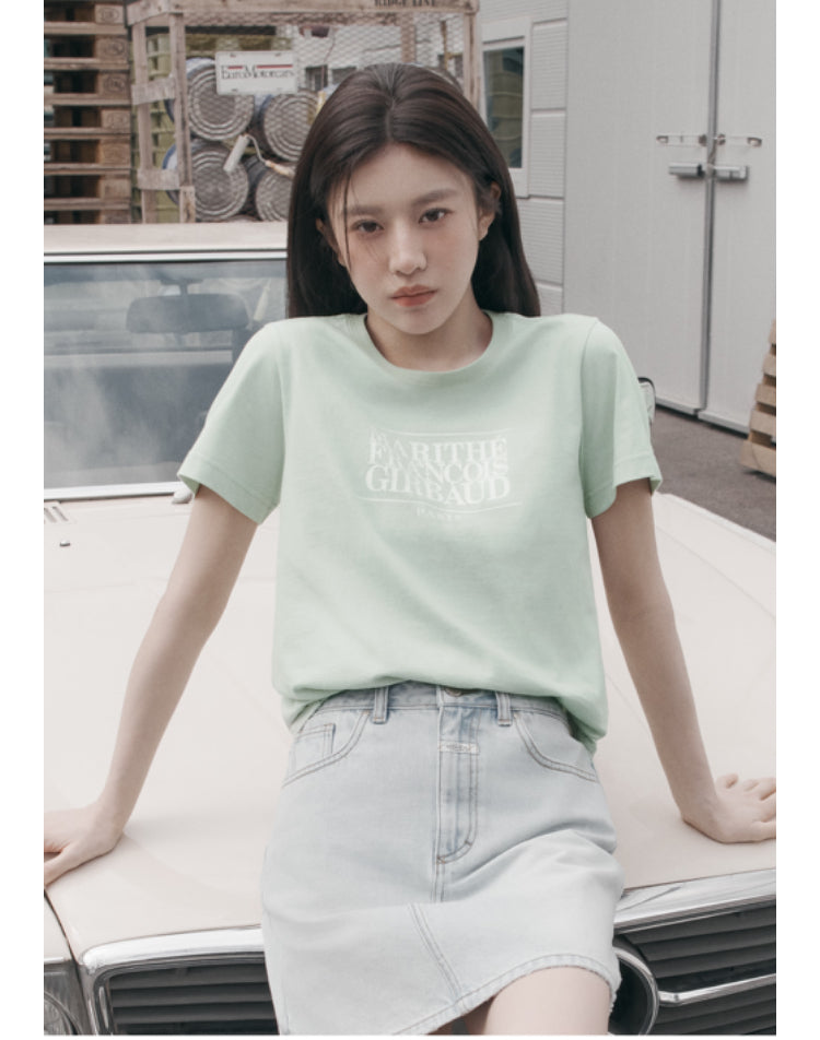 Marithe _W Classic Logo Ringer Tee Light Green (Instock)