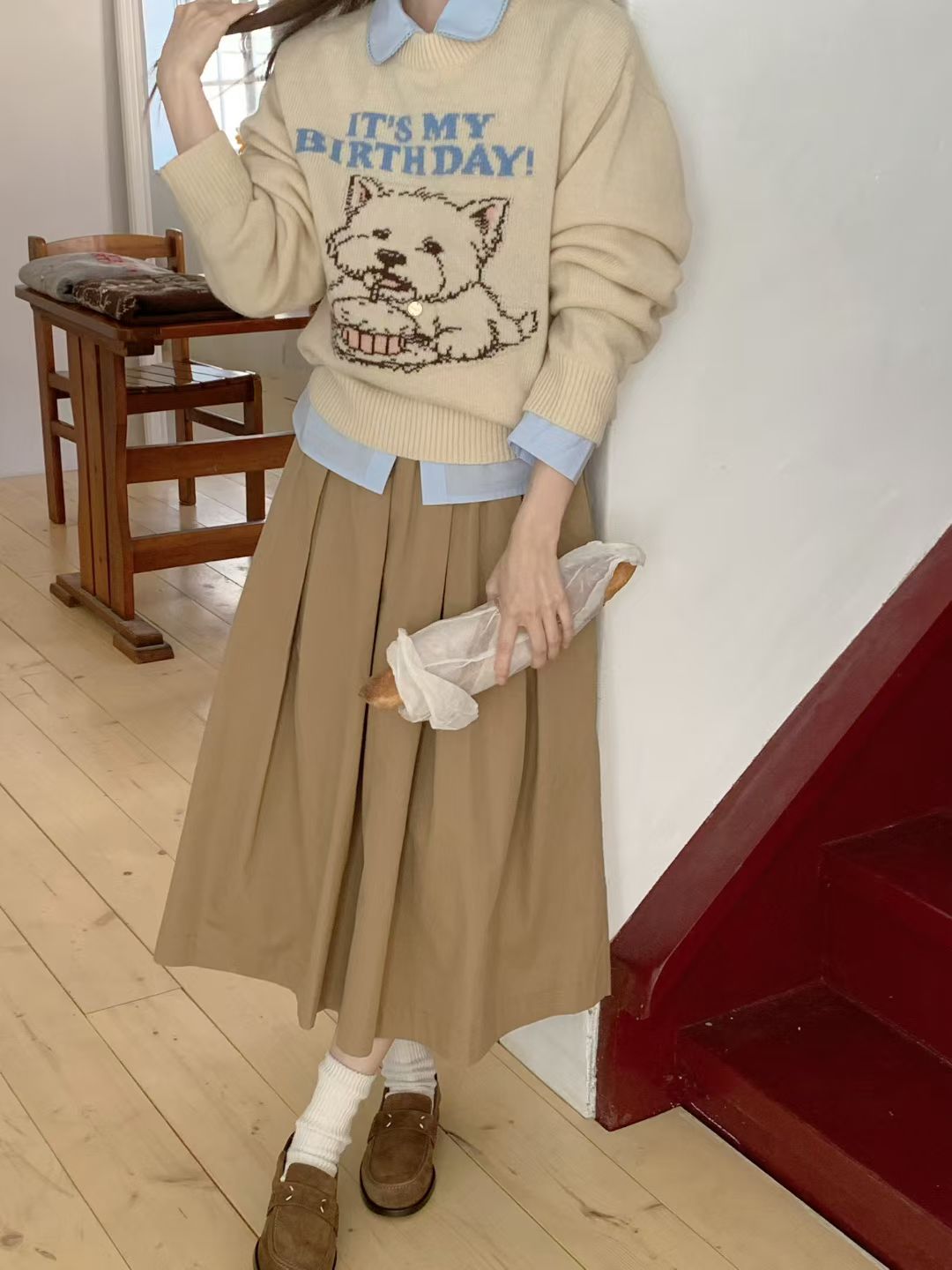 Korean APM Collection Three Colors Puppy Knit Sweater (Instock)