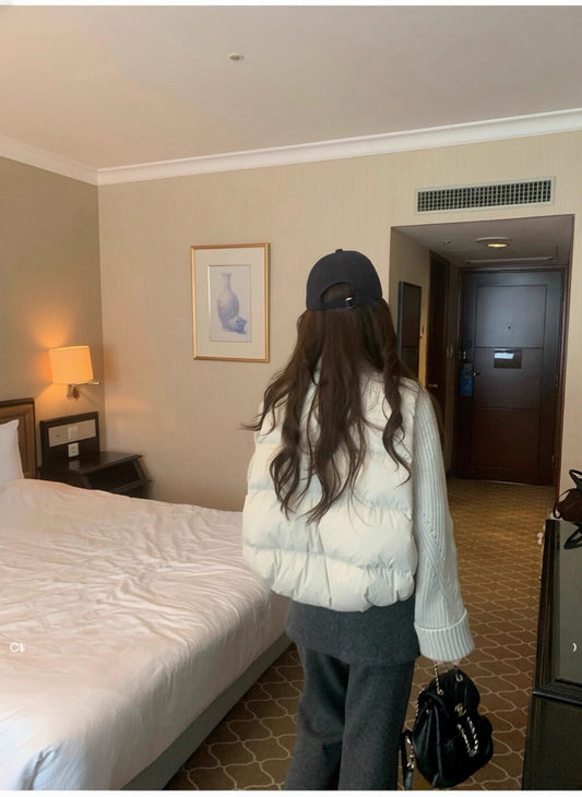 Kelly Designs Knit Sleeve Puffer Jacket | Stand Collar Loose Fit Warm Cotton Jacket (Instock)