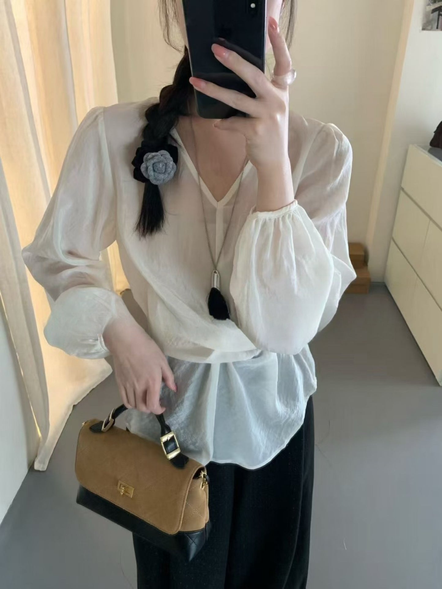 Kelly Designs White/Black Cross Band Blouse (Instock)