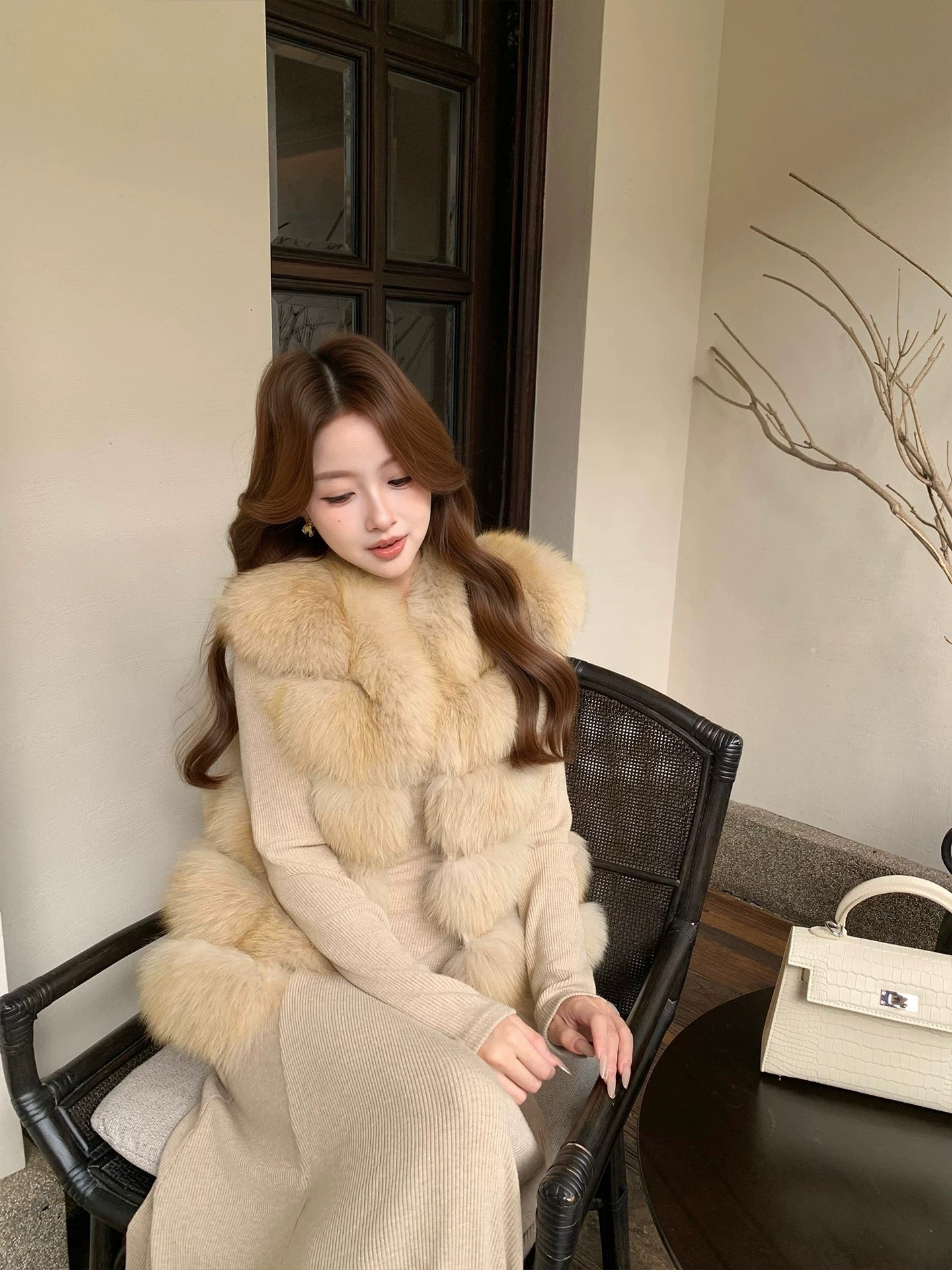 Kelly Designs Fox Fur Khaki Vest (Instock)