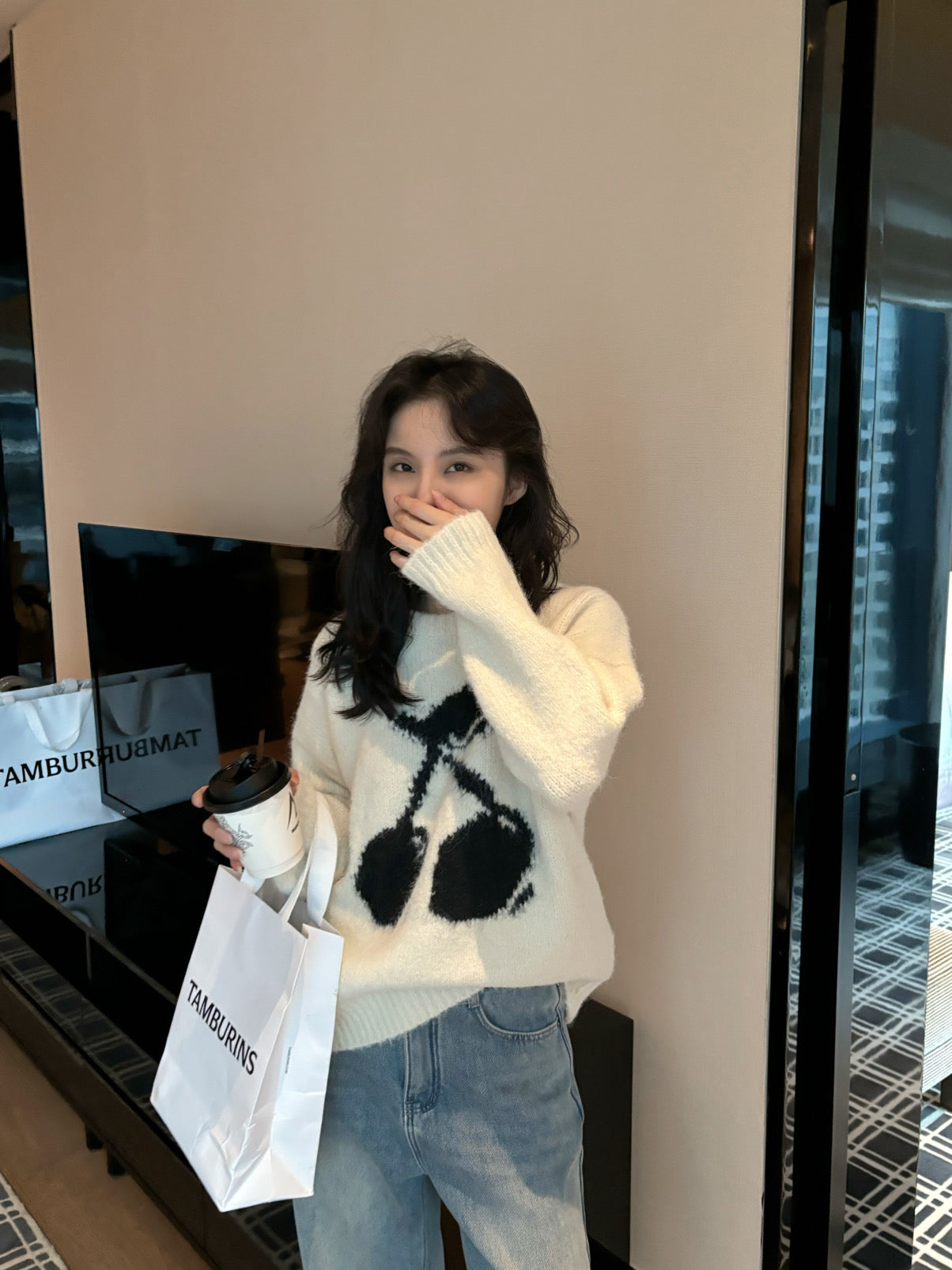 Kelly Designs Beige Cherry Sweatshirt (Instock)