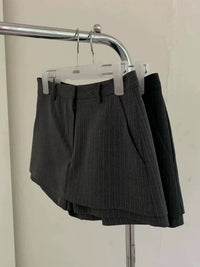 Korean APM Collection Pinstripe Layered Skirt Shorts - 2 Colors (Instock)