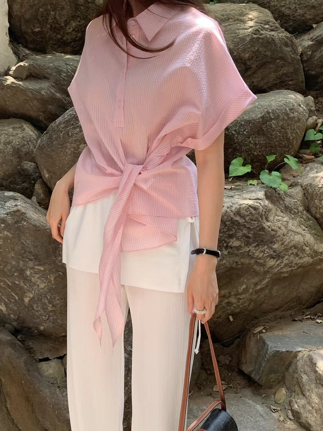 Korean APM Collection Pink Stripe Blouse (Instock)