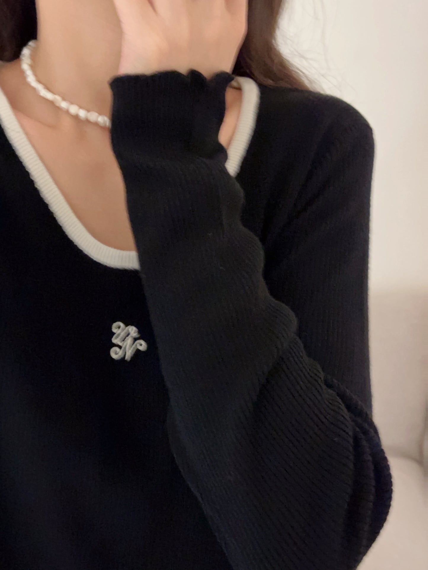 Kelly Designs U Neck Wool Black Top (Instock)