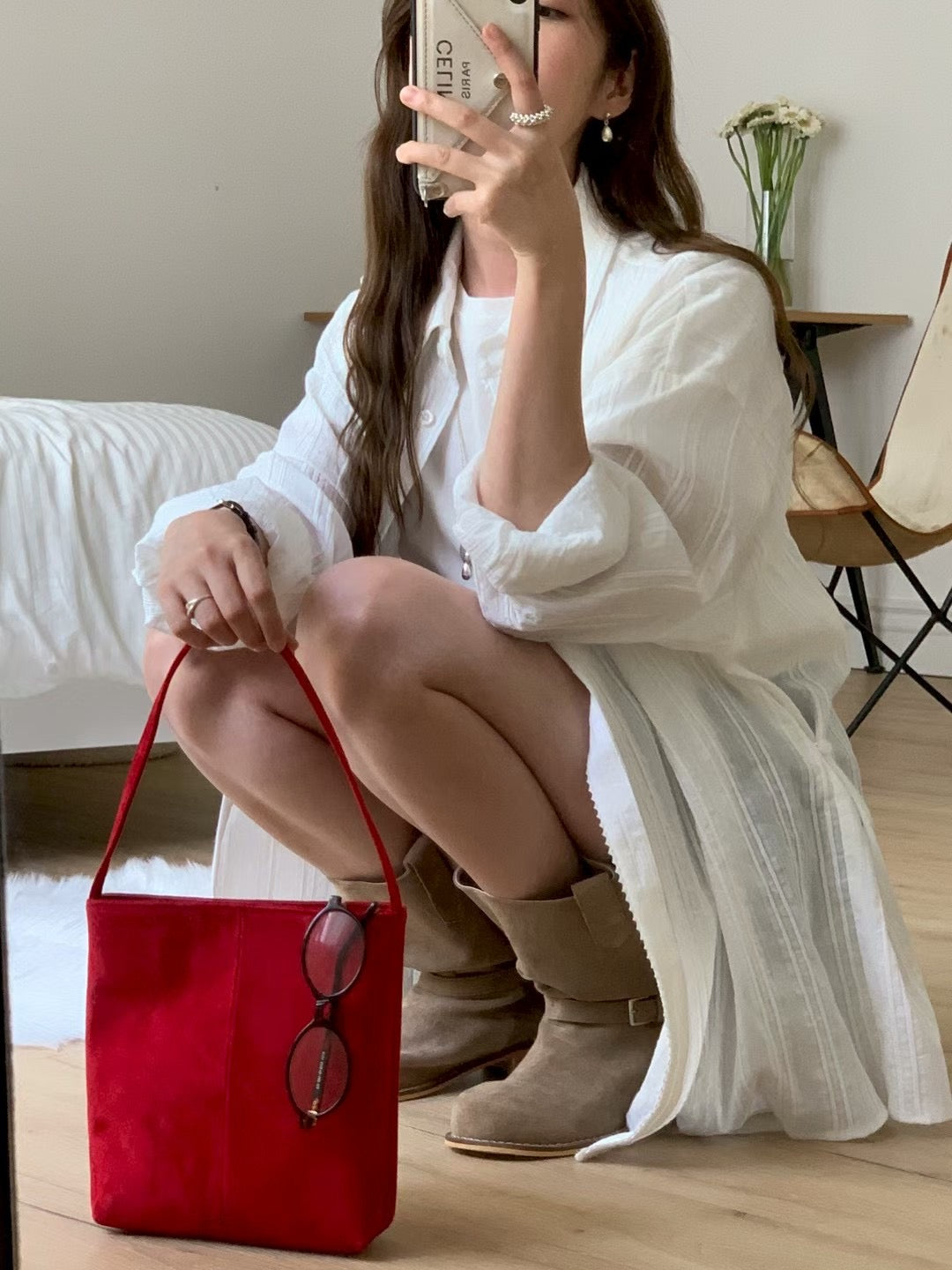 Korean APM Collection Stripe White Blouse (Instock)