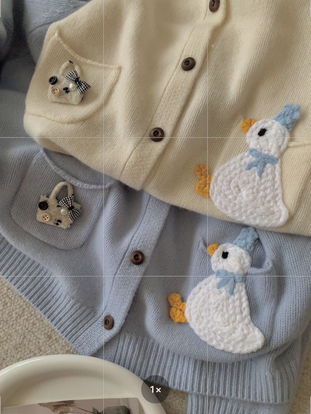 Kelly Designs Embroidery Cartoons Three Colors Wool Cardigan (Instock)