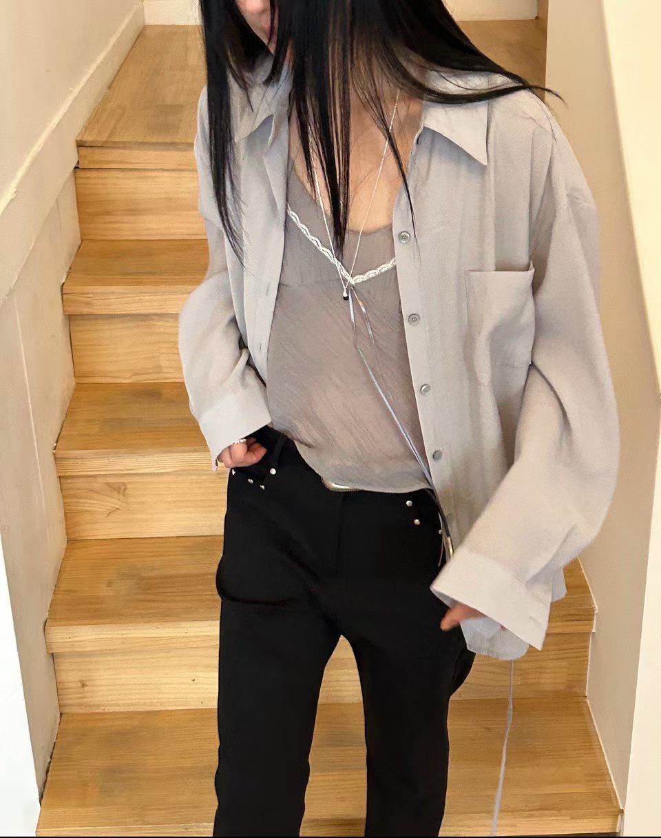 Korean APM Collection Shirt&Inner Lace Blouse-2 Colors (Instock)