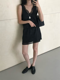 Korean APM Collection Lace Top and Skirt-Black (Instock)