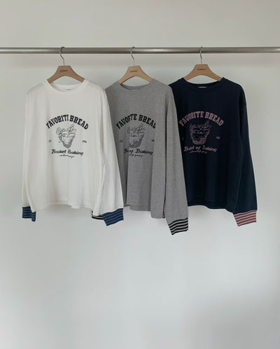Korean APM Collection Favorite Bread Graphic Long Sleeve Tee (Instock)