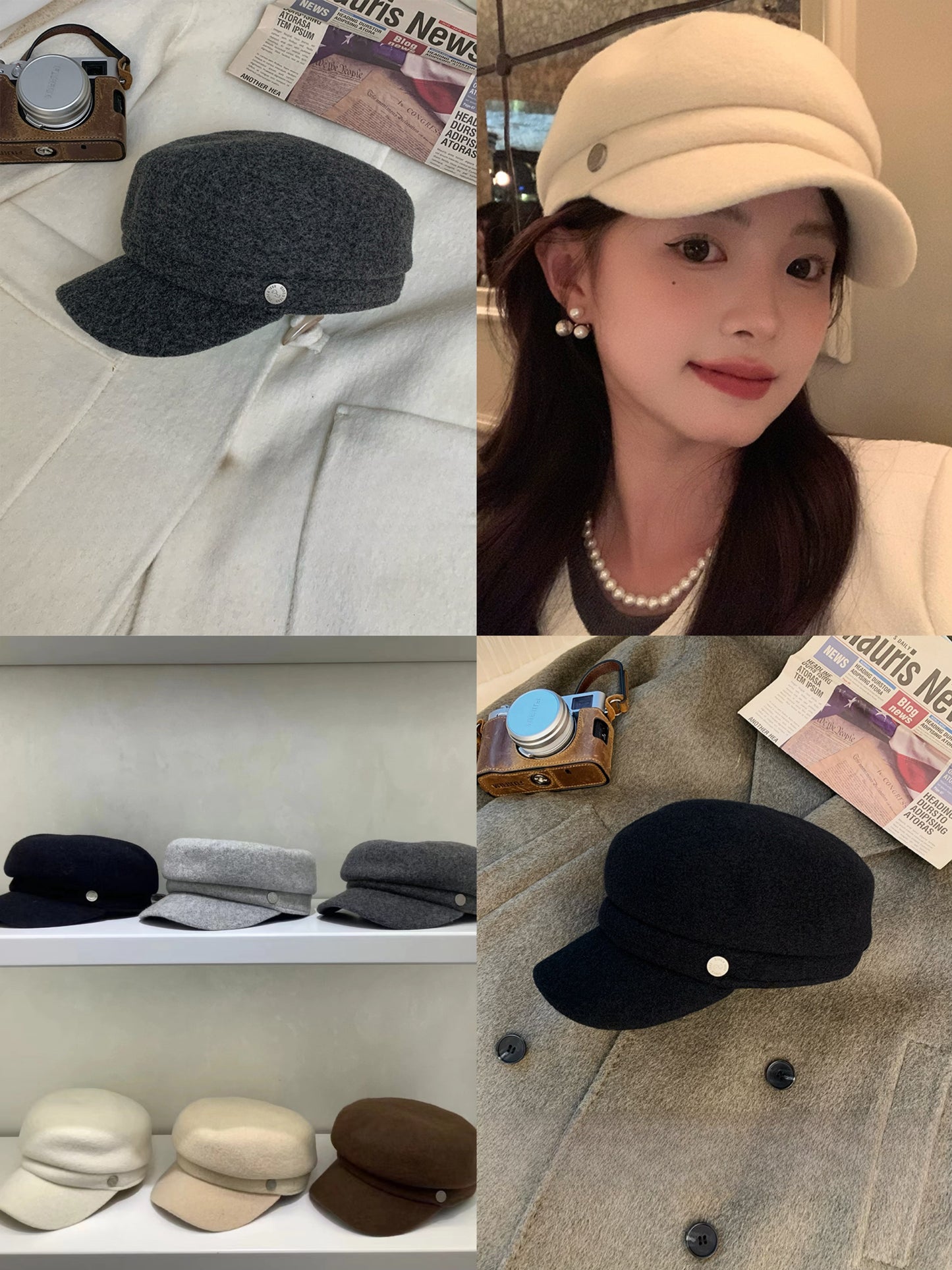 Kelly Designs Wool Blend Newsboy Painter Cap (Instock)