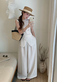 Kelly Designs 2-Piece Casual White Set –Top, & Long Pants (Instock)