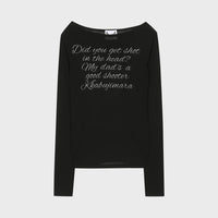 Gila Archive Lettering Sheer Wool-Blend Long Sleeve Top – Black (Instock)