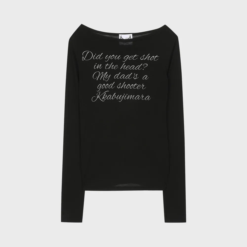 Gila Archive Lettering Sheer Wool-Blend Long Sleeve Top – Black (Instock)