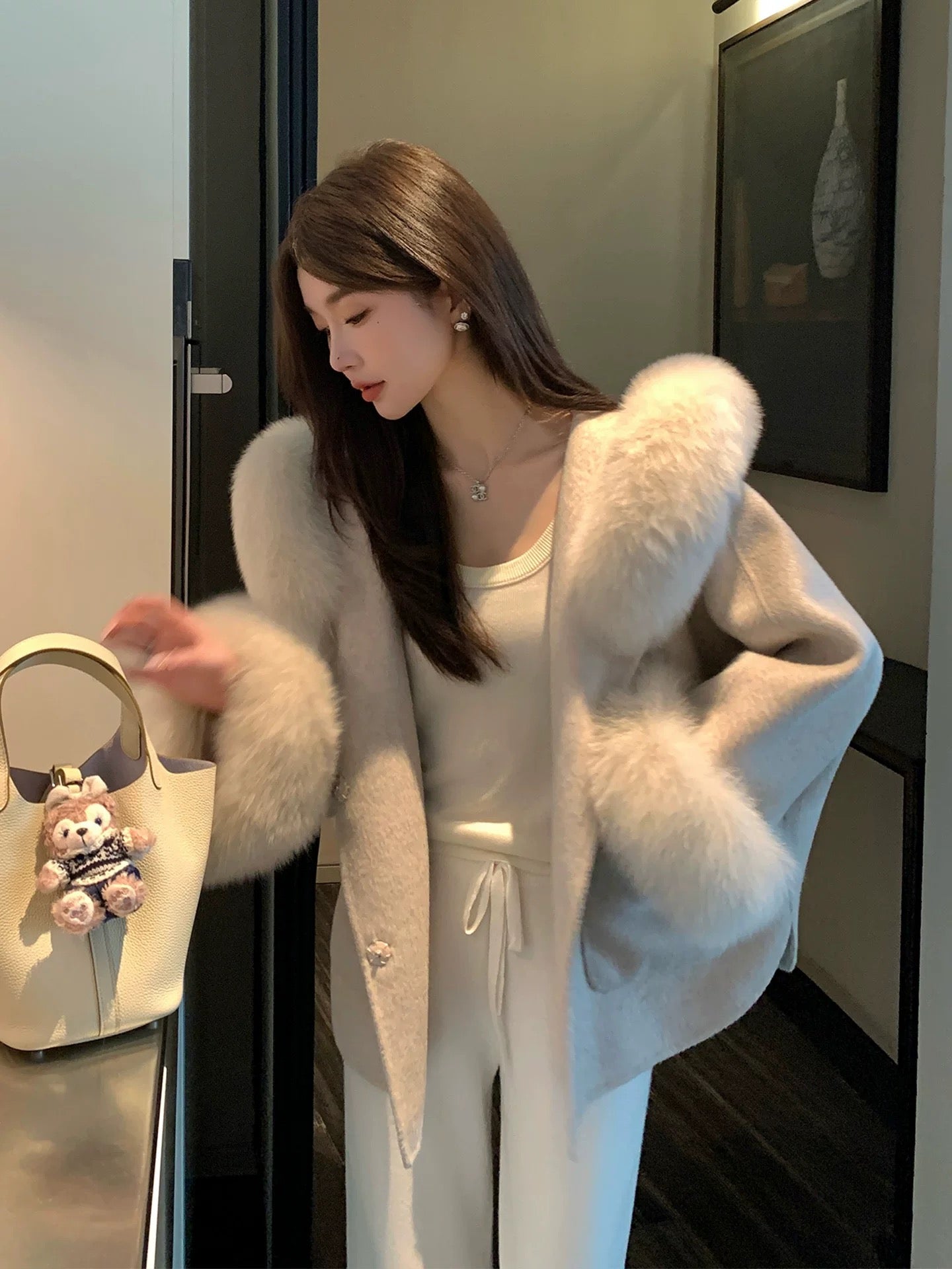 Kelly Designs Double-Faced Wool Coat with Fox Fur Collar & Cuffs (Instock)