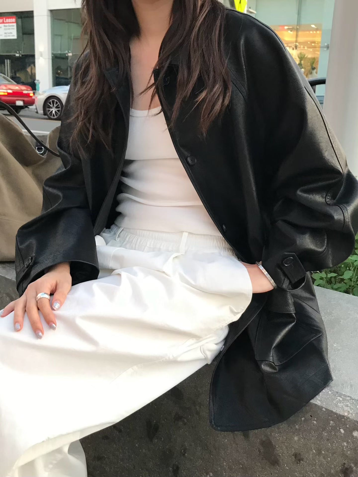 Korean Faux Leather Oversized Jacket  - 2 Colors (Instock)