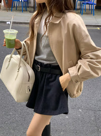 Korean Collection Ounce Wool Blend Relaxed Shorts (Instock)