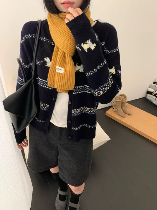 Kelly Designs Wool Puppy Pattern Knit Cardigan (Instock)