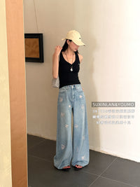 Kelly Designs Four Season Embroidery Butterflies Jeans(Instock)