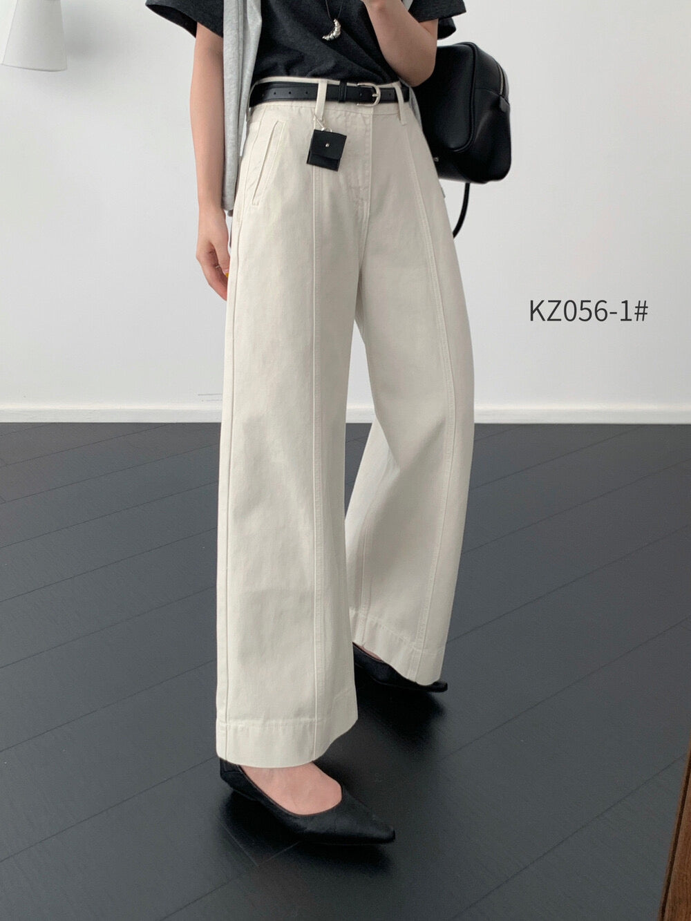 Kelly Designs Petite-Friendly Fall New High-Waist Straight-Leg Denim Pants (with Belt) (Instock)