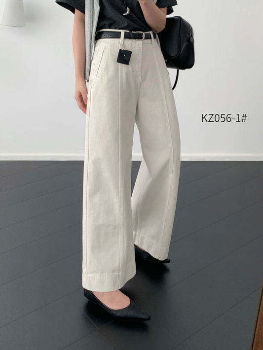 Kelly Designs Petite-Friendly Fall New High-Waist Straight-Leg Denim Pants (with Belt) (Instock)
