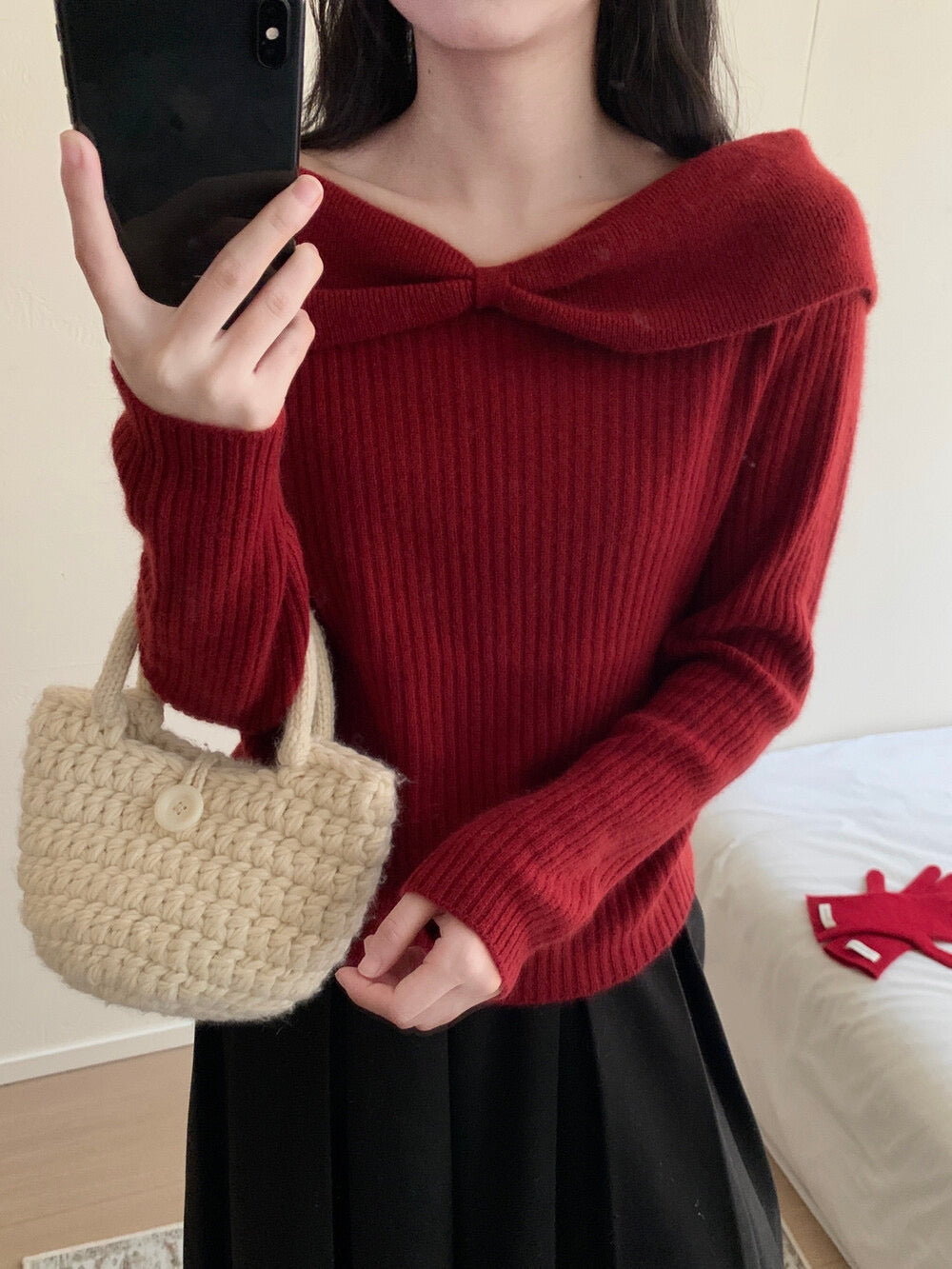 Kelly Designs Off-Shoulder Button Knit Top (Instock)