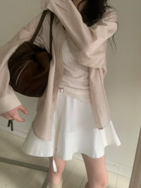 Korean APM Collection Spring Shirt-Khaki/Pink (Instock)