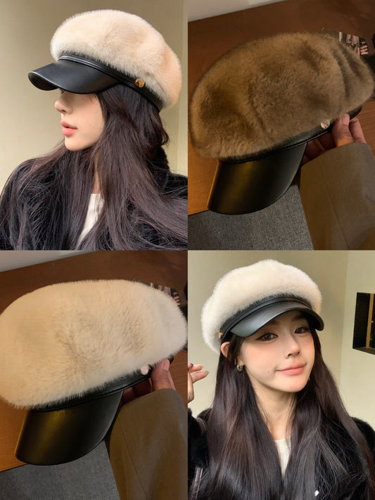 Kelly Designs Faux Mink Fur Newsboy Beret Cap (Instock)