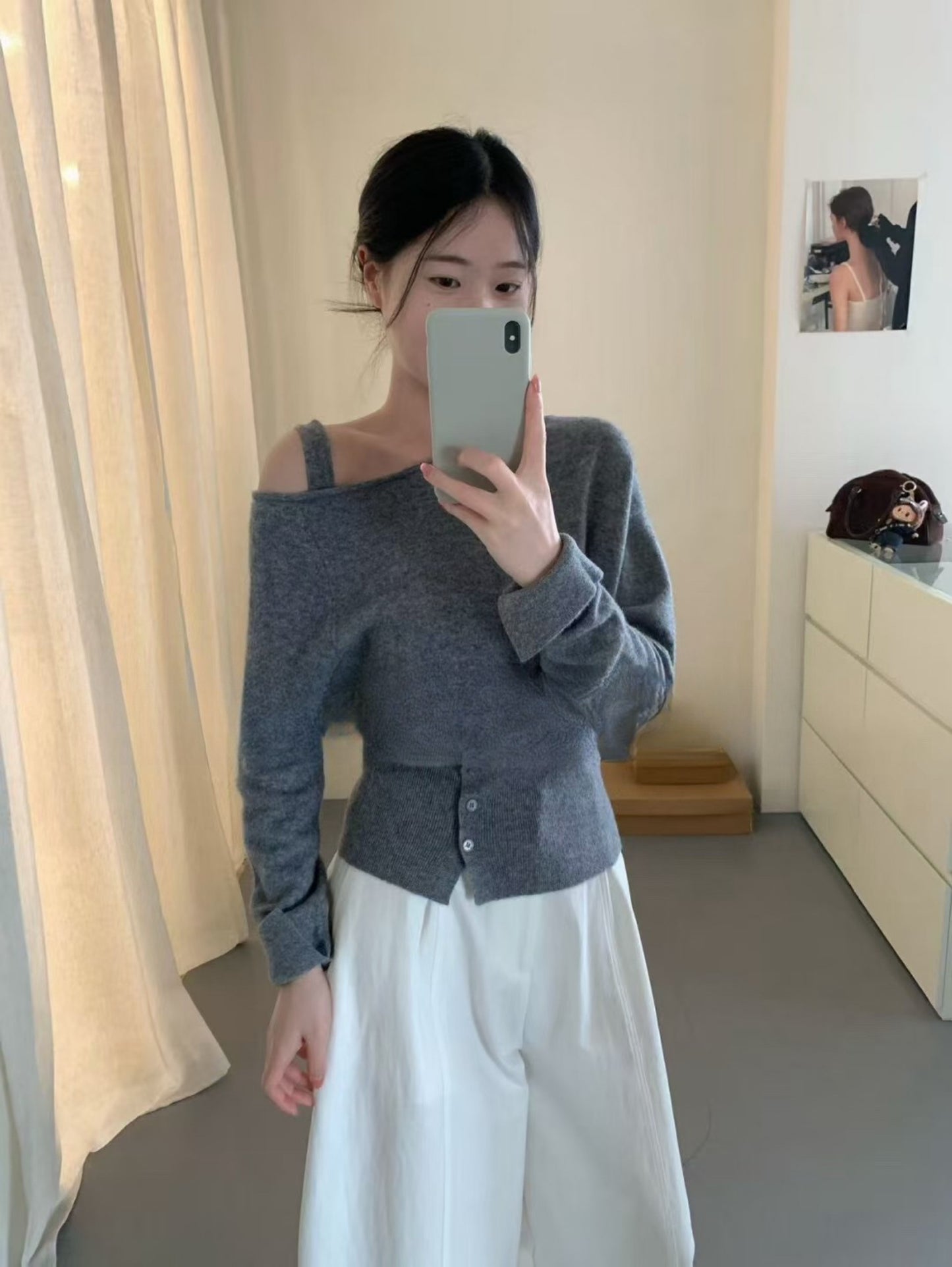 Kelly Designs Off Shoulder Gray Top (Instock)