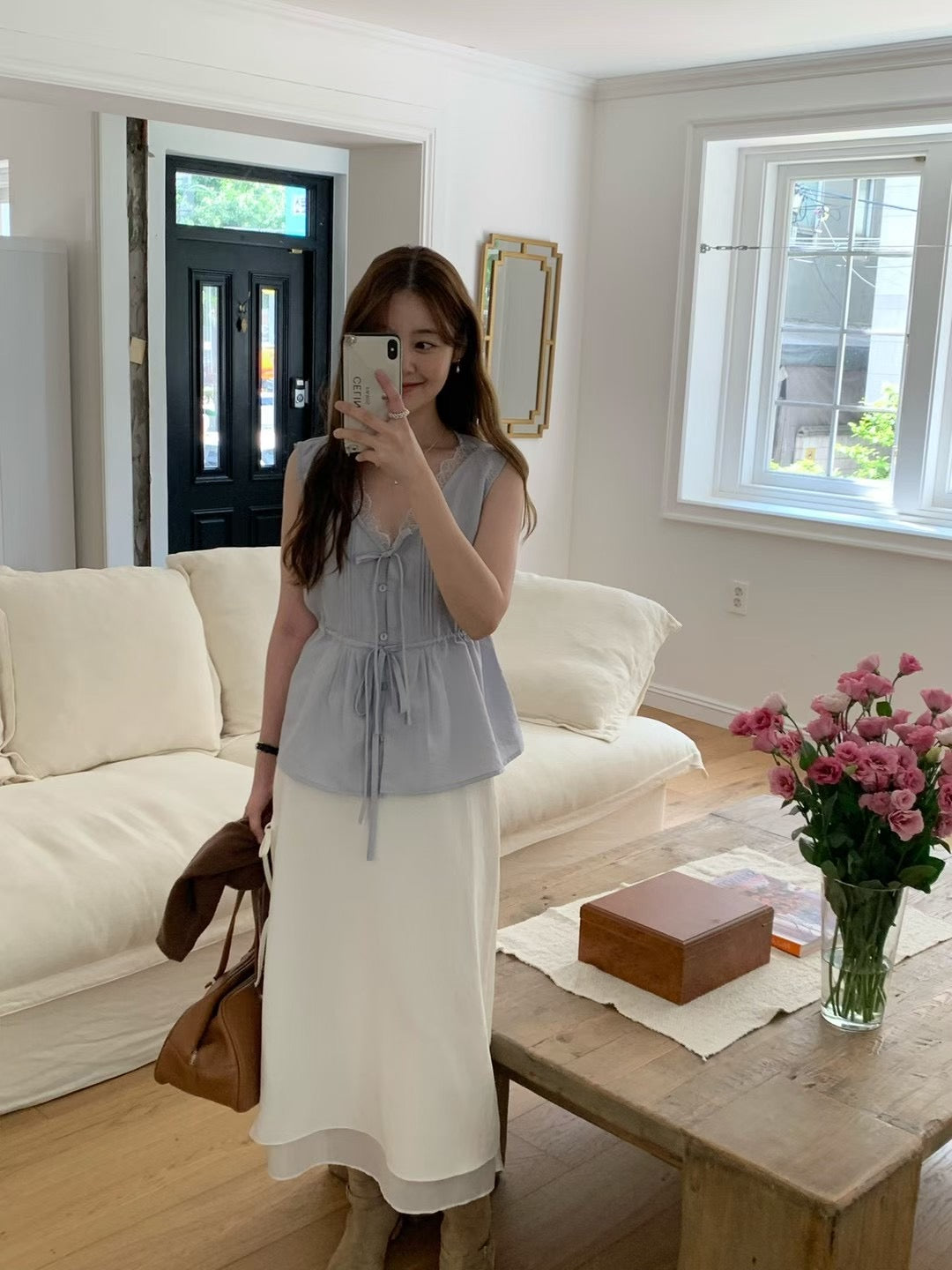 Korean APM Collection Lace Blue Top (Instock)