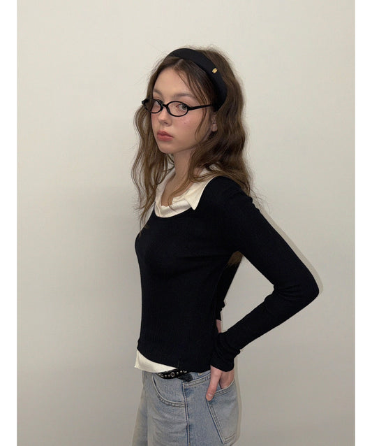 Korean Collection Fake 2Pcs Top BK (Instock)