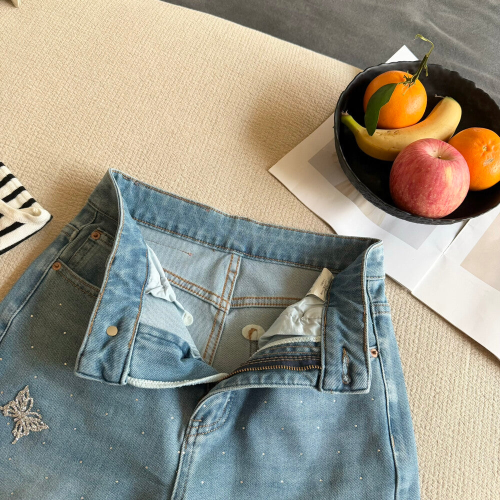 Kelly Designs Four Season Embroidery Butterflies Flare Jeans(Instock)