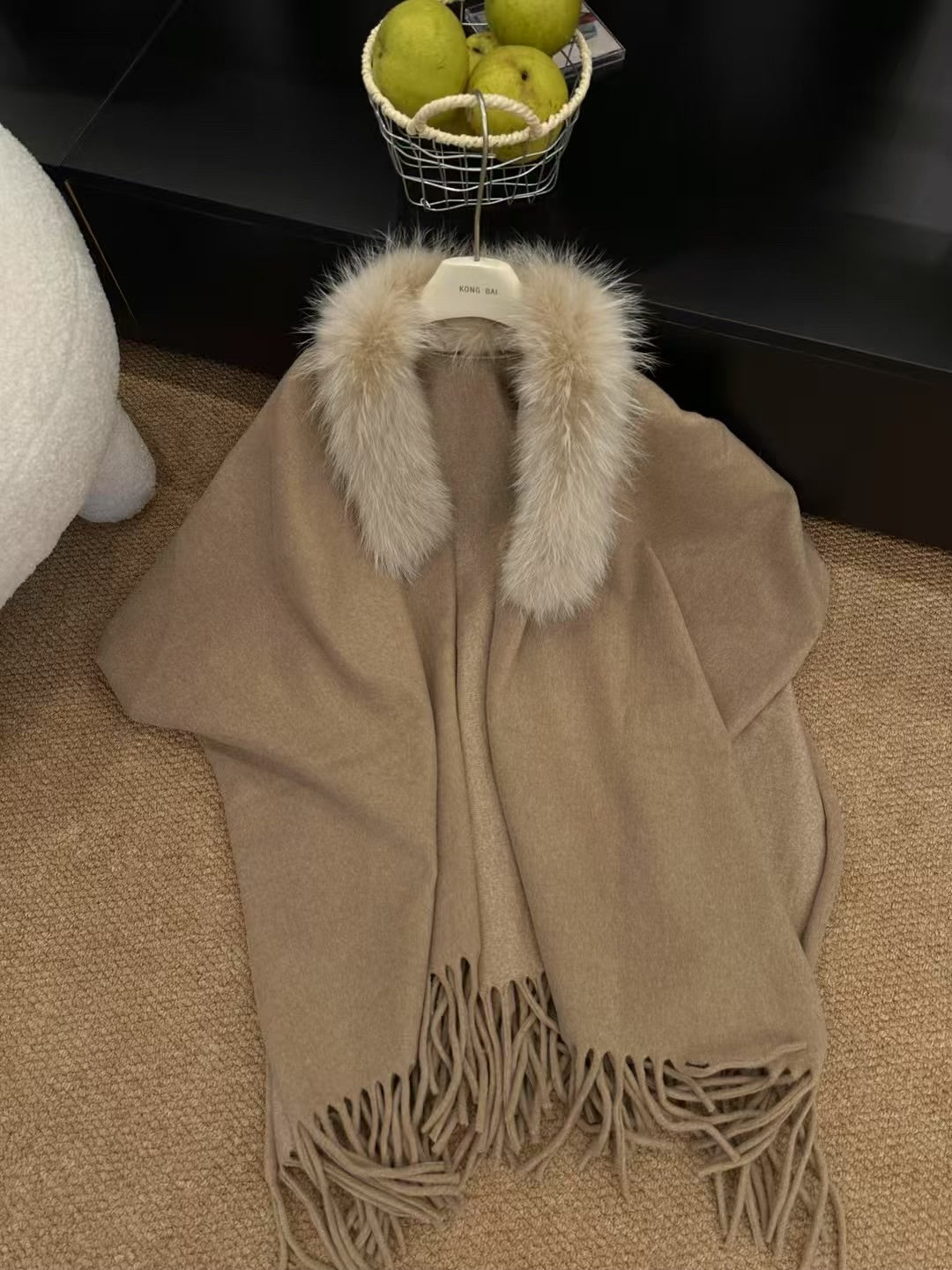Kelly Designs Classic Fox Fur Khaki Shawl (Instock)