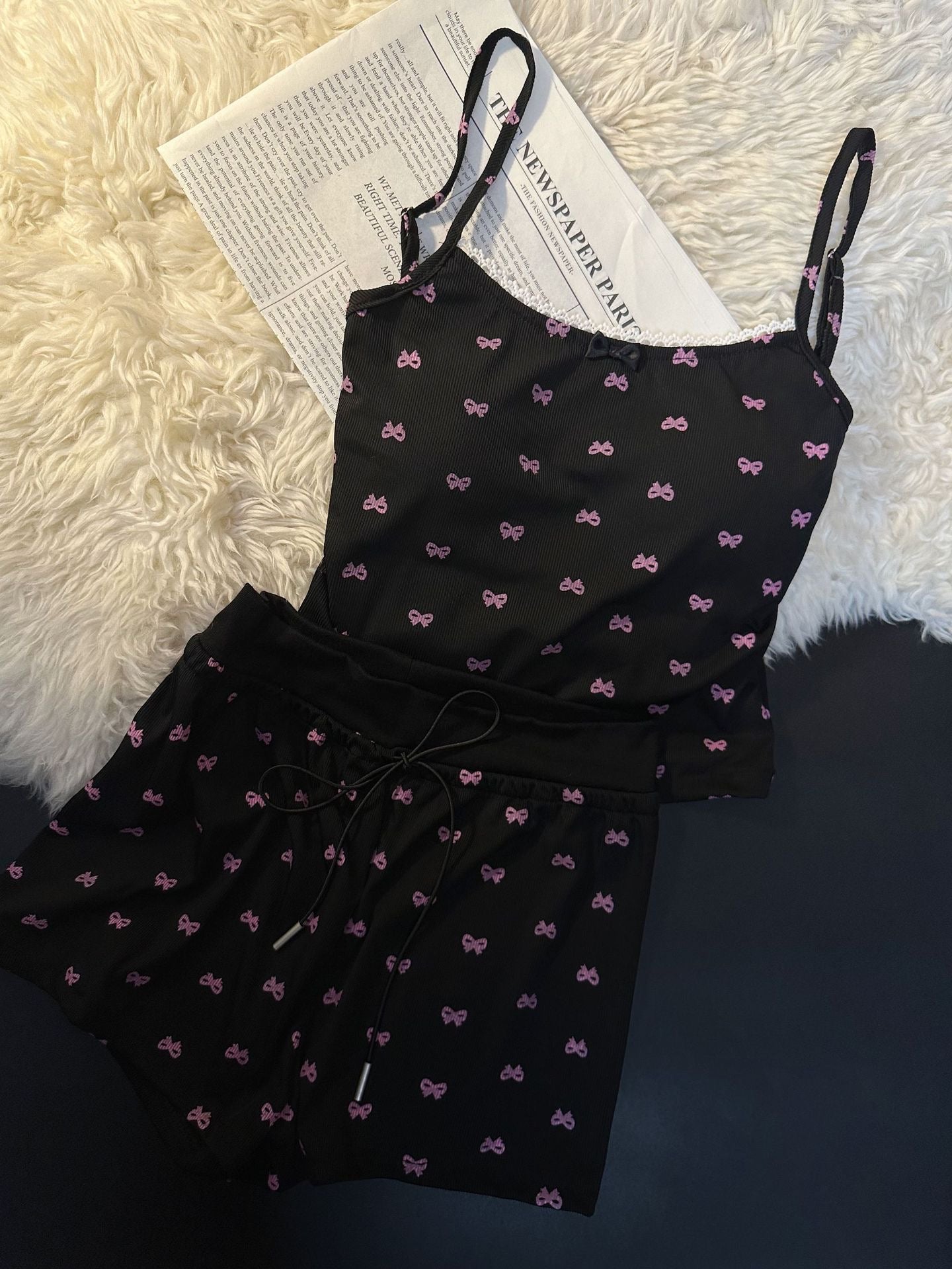 Kelly Designs Black Pajamas with built-in bra (Instock)