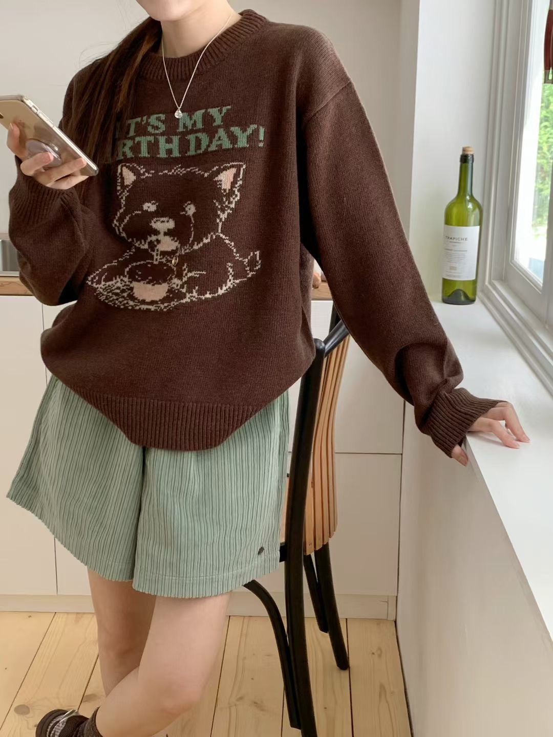 Korean APM Collection Three Colors Puppy Knit Sweater (Instock)