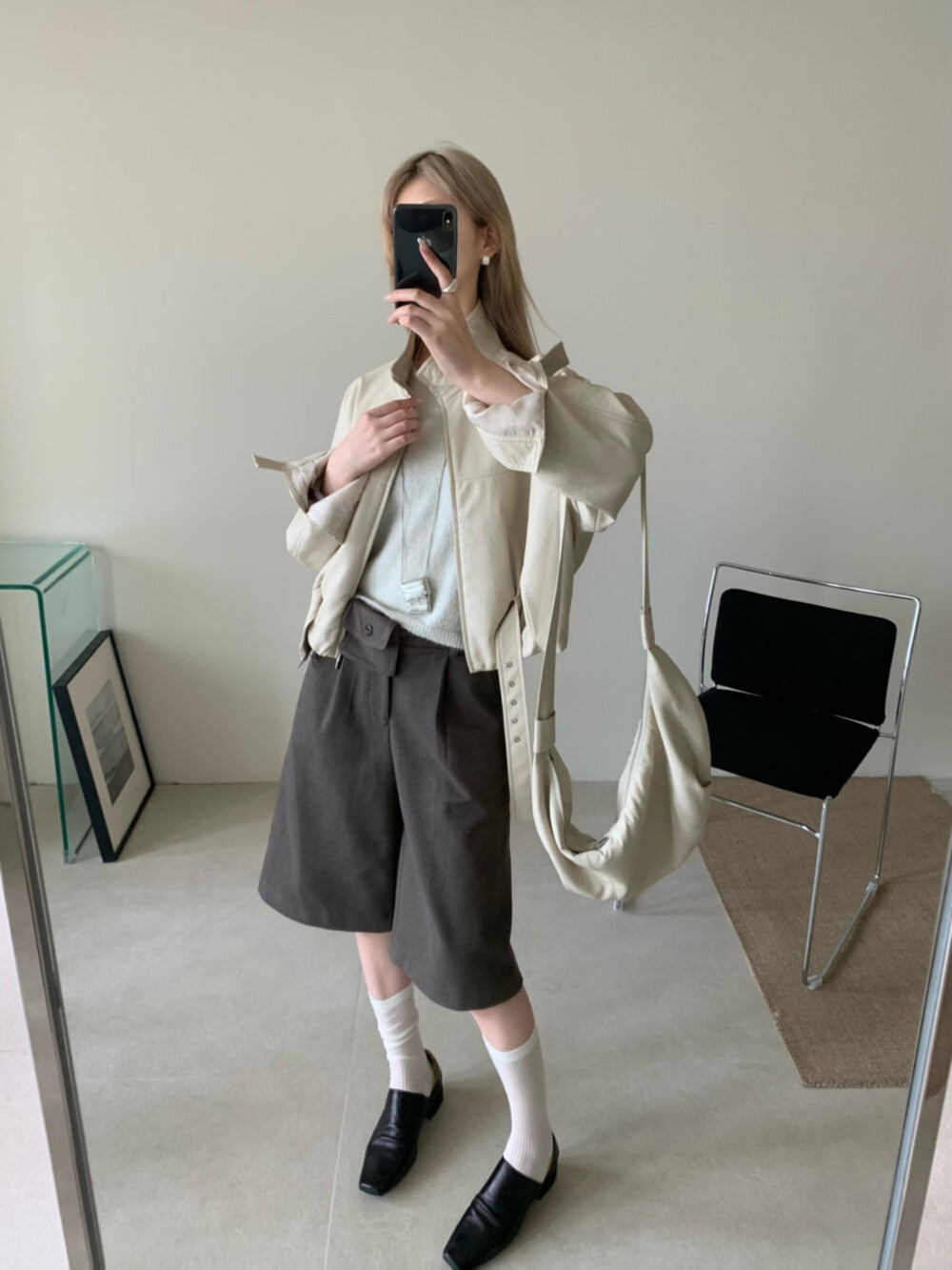 Kelly Designs 3colors Soft PU Leather Hoodie Jacket With Bag Set (Instock)