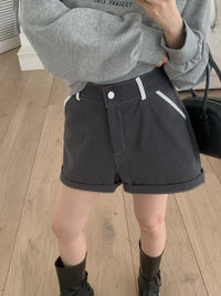 Korean Collection | Contrast Trim Half-Elastic Cuffed Shorts (Instock)