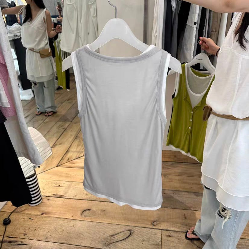 Korean APM Collection Fake 2Pcs Tank Top - 3 Colors (Instock)