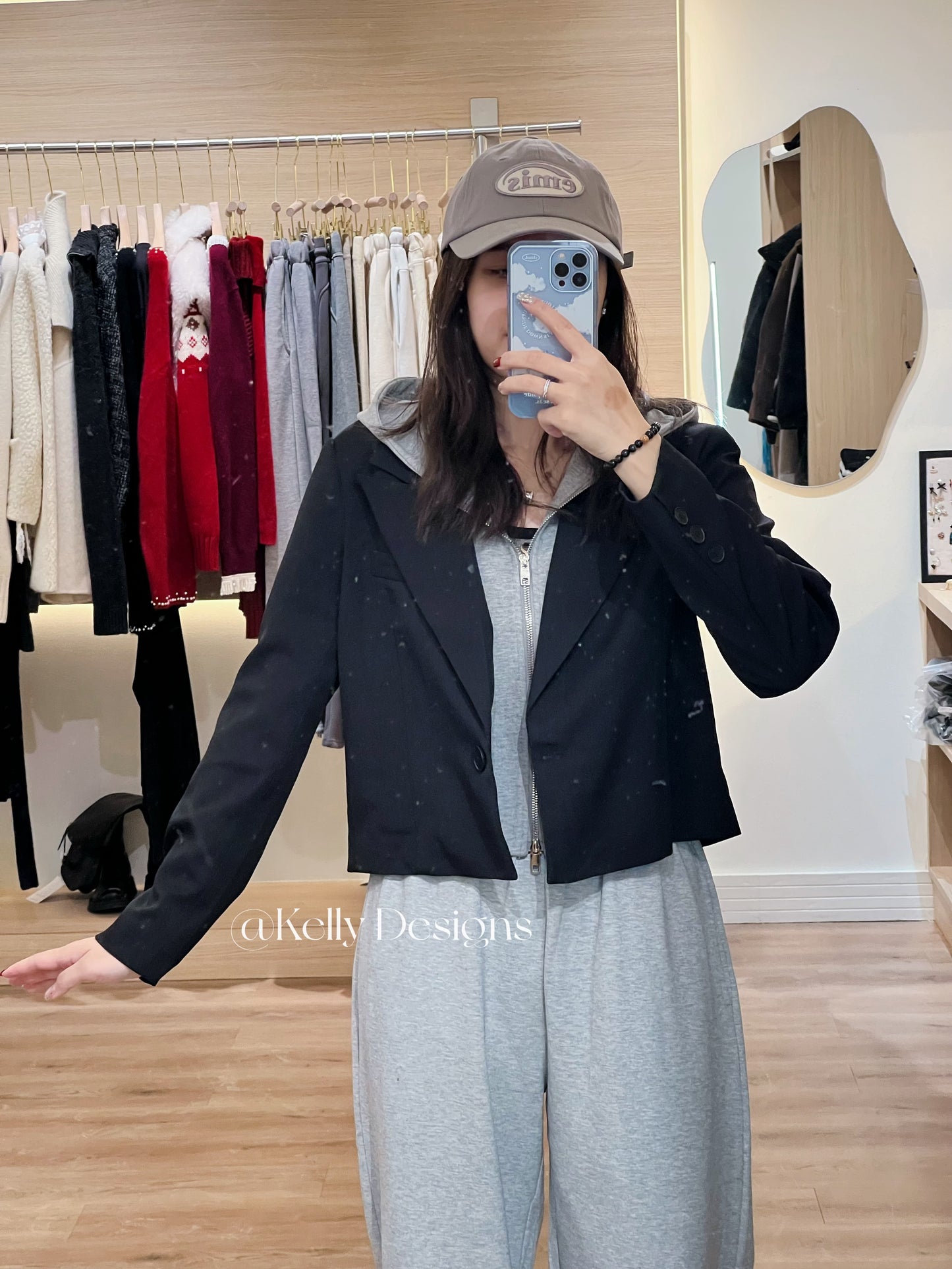 Kelly Designs Fake 2pc Hoodie Black Blazer (Instock)