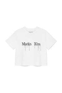 MATIN KIM LOGO THREAD POINT CROP TOP IN WHITE (Instock)
