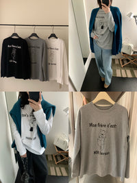 Kelly Designs French Bear Graphic Long-Sleeve Tee – “Mon frère c’est” (Instock)