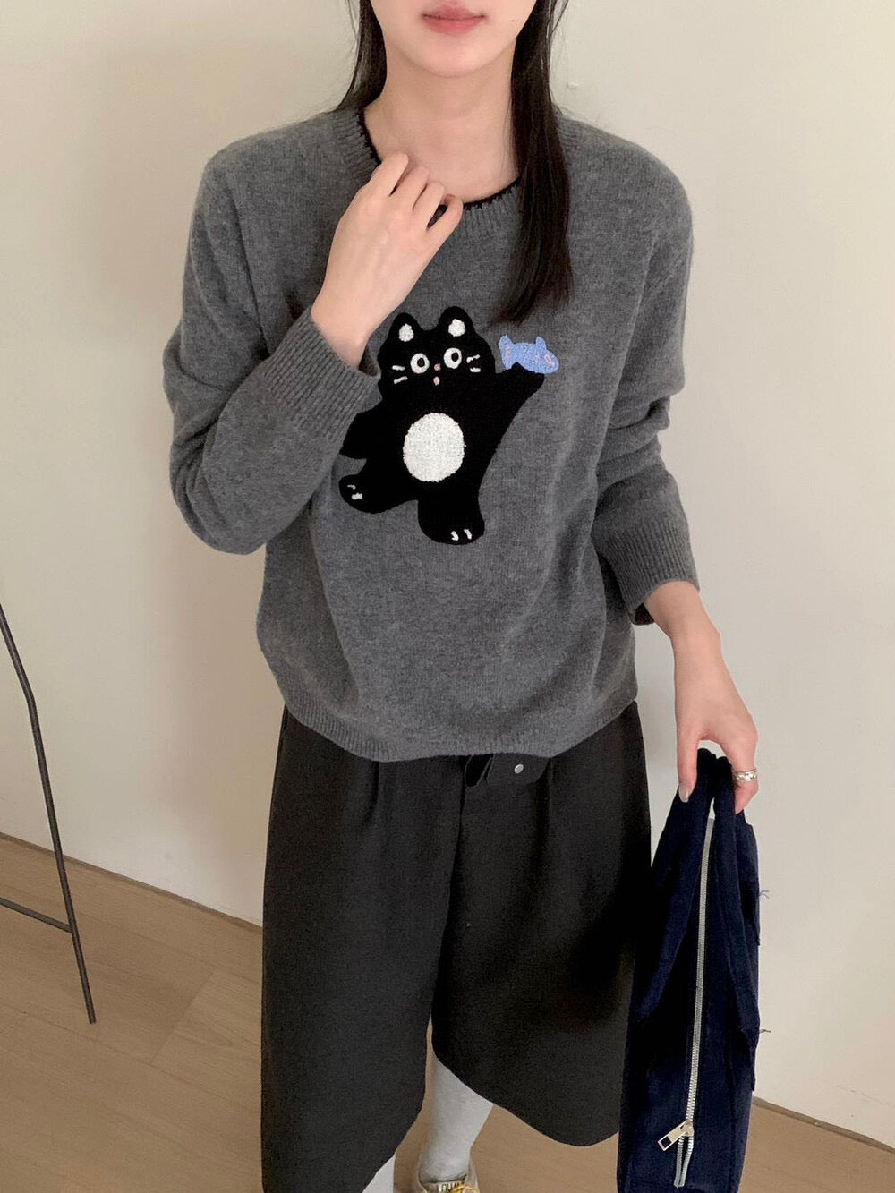 Kelly Designs 100% Wool Cat Knit Sweater (2 Colors) - (Instock)