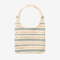 Korean Pippi Striped Crochet Shoulder Bag – Cream & Blue (Instock)