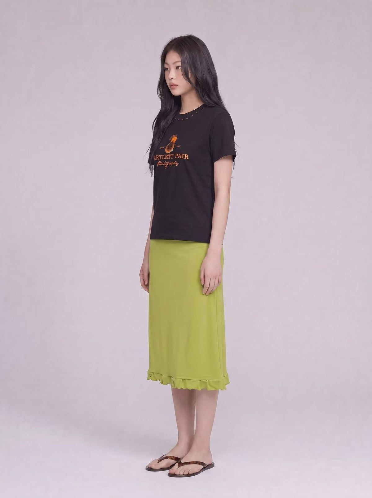 Korean APM Collection Hand Made Pear Black Tshirt (Instock)
