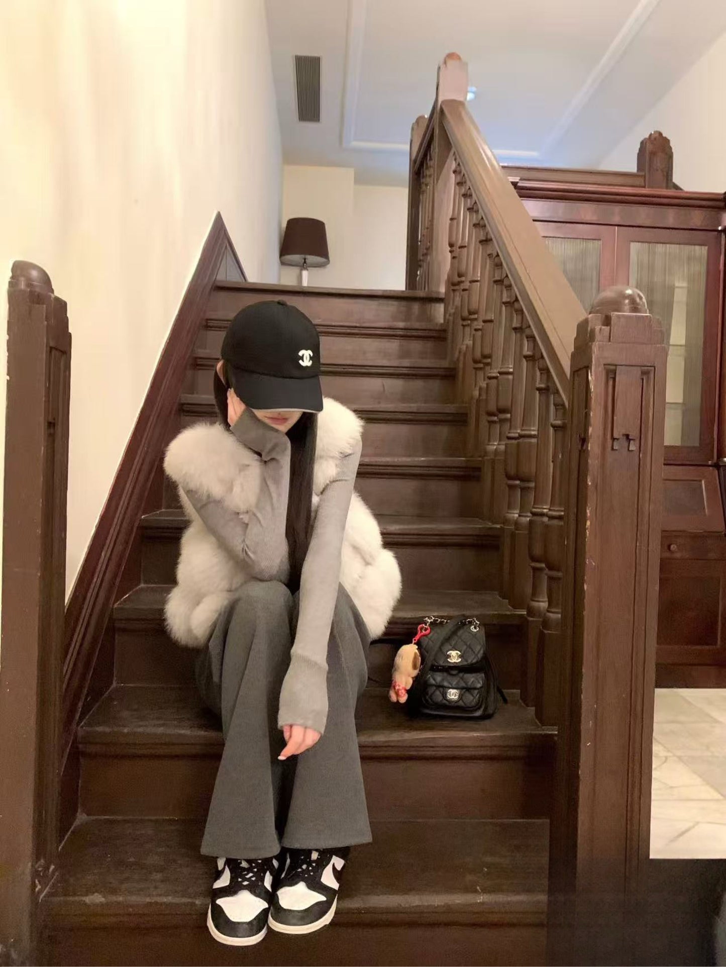 Kelly Designs Fox Fur Vest White Gray Jacket (Instock)