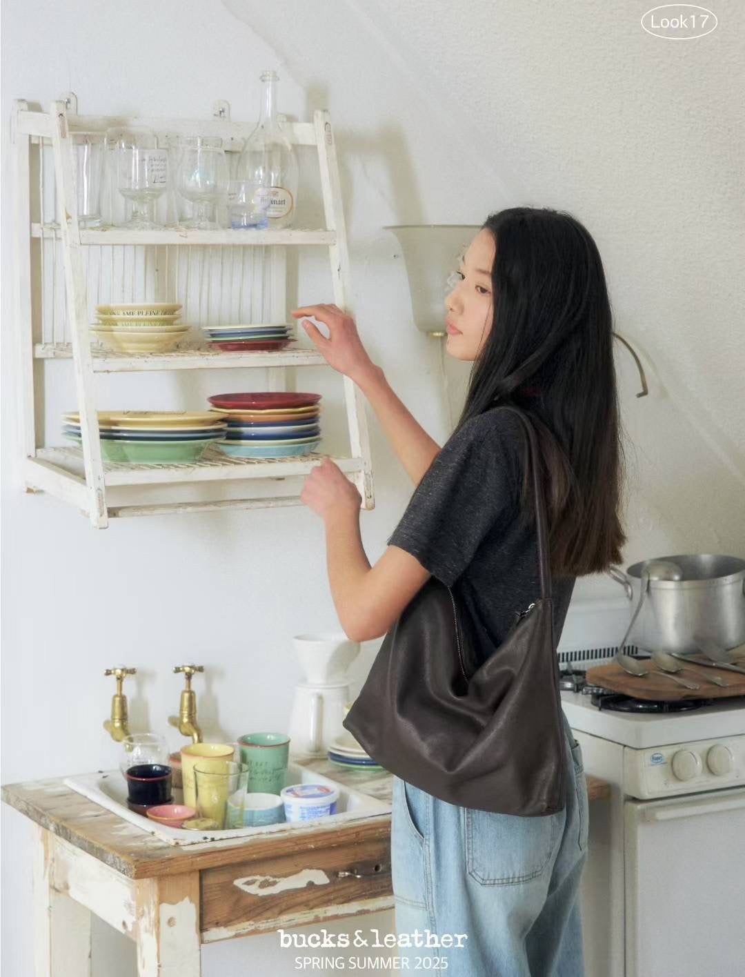 Korean APM Collection BUCKS&LEATHER Black Leather Bag (Instock)