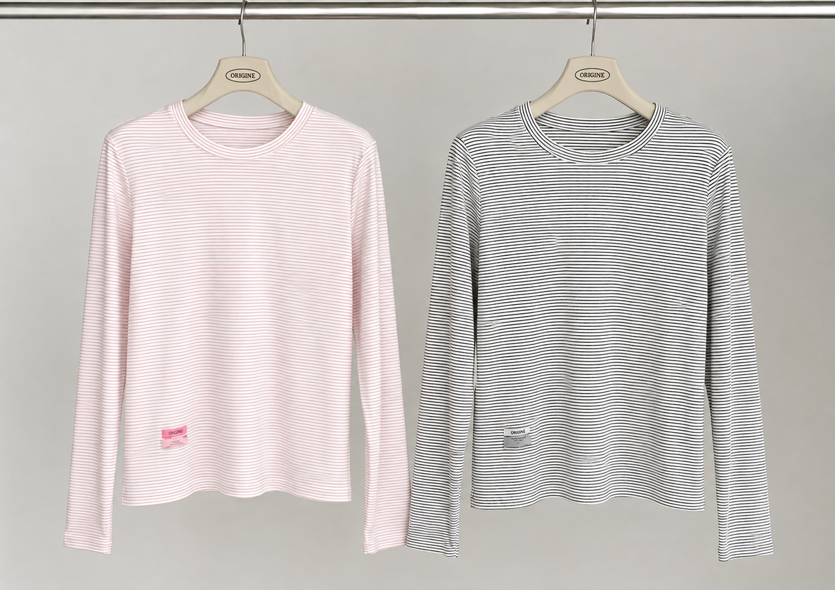 Korean APM Collection Tencel Striped Long Sleeve Top (Instock)